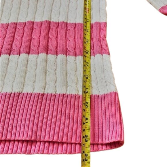 Lilly Pulitzer pink & white striped cable knit 100% cotton sweater - Picture 4 of 13